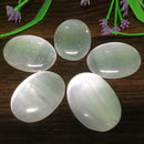 Natural Selenite Worry Stone Crystal Healing Massage Palm Thumb Stone Decoration