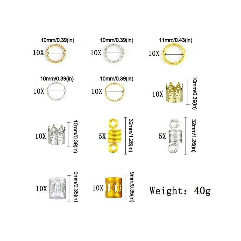 100Pcs Hair Coil Dreadlocks Beads Cuffs Braiding Clips Spring Twisted Braid U3W4