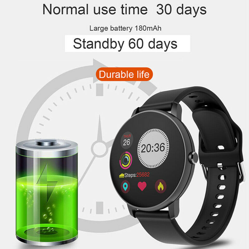 Smart Watch Waterproof Heart Rate Monitor Sports Wristwatch Golden Leather