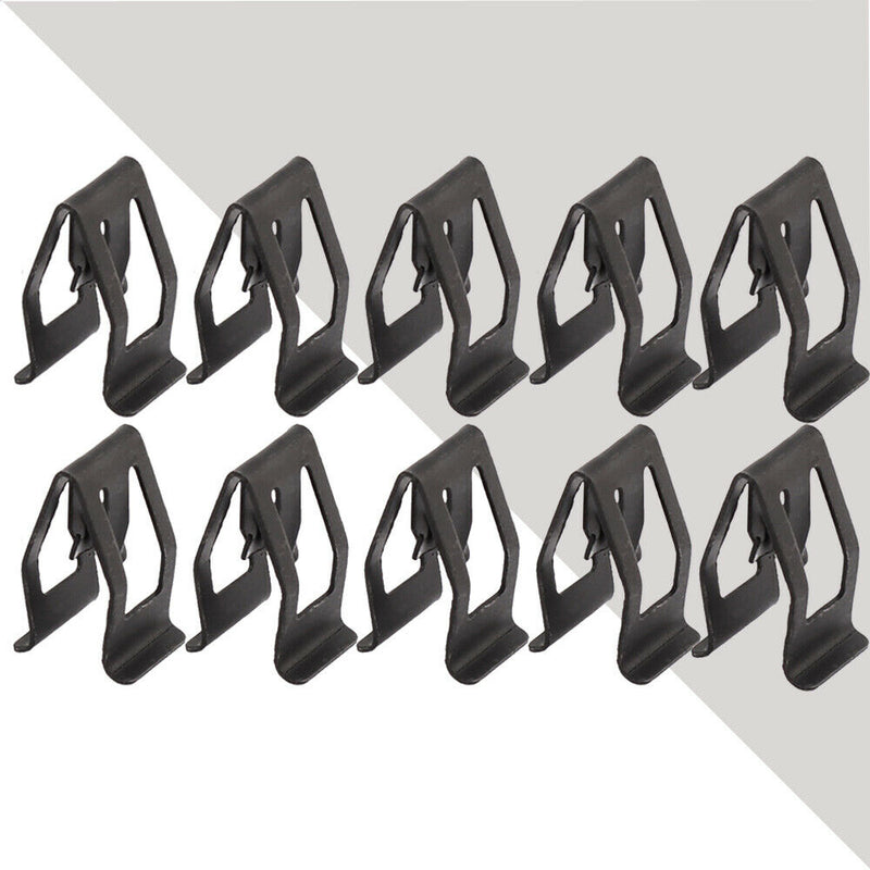 10Set Car SUV Front Console Dash Dashboard Trim Metal Retainer Universal Black