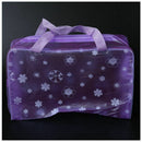 Floral Print Transparent Waterproof Cosmetic Bag Toiletry Bathing Pouch Pur
