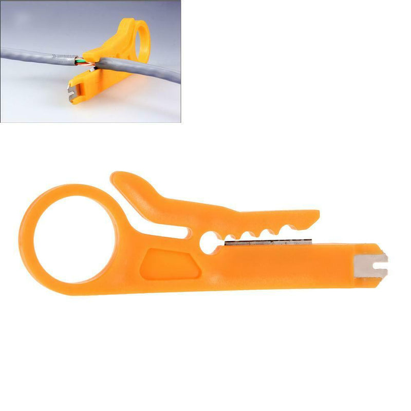 Wire Stripper Crimper Pliers Crimping Tool Cable Stripping Cutter (Yellow) A