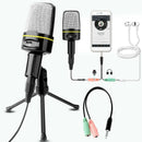 Microphone With Stand Tripod 3.5mm Audio Recording For Computer PC Phone Desktop