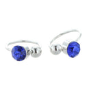 1 Pair of U Clip On Earrings Ear Cuff Studs w/ Royal Blue Rhinestone A7N7