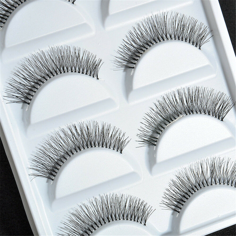 5 Pairs Women's Natural Sparse Cross Eye Lashes Extension Makeup False Eyelashes
