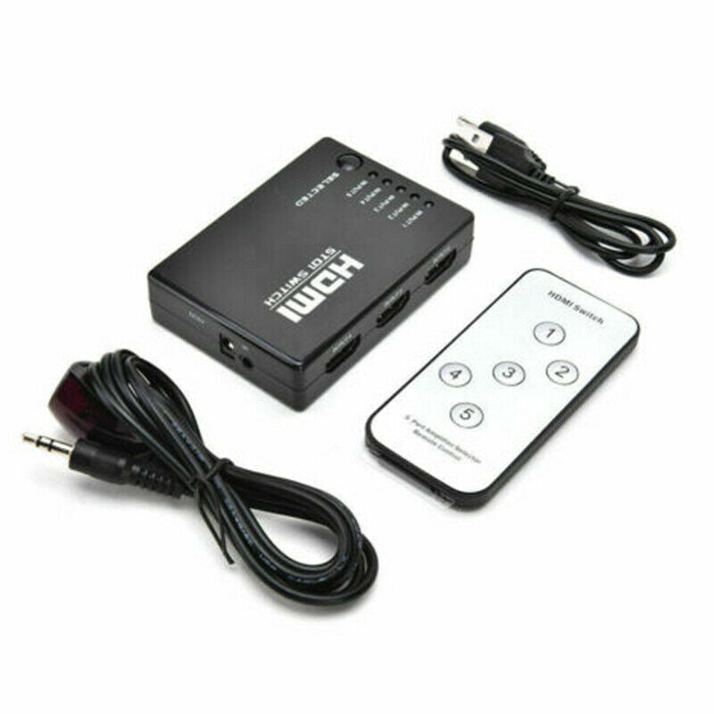 5 Port way hub/splitter/switcher HDMI Switch 5x1 5 in 1 out Remote PC PS4 to TV