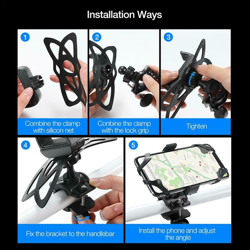 Rack Smartphone Bicycle Bracket Strap Bike Phone Holder MTB Motorcycle Stand