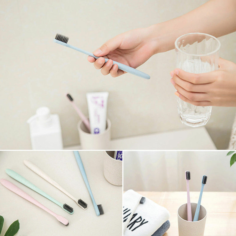 Soft Bamboo Charcoal Toothbrush nano Brush Oral Dental Clean Wheat Straw 1pc