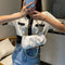 Solid Pleated Women Shoulder Bag PU Clear Chain Crossbody Handbag (White)