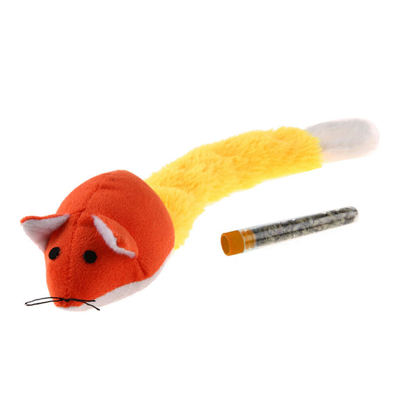 Colorful Plush False Mouse Toys Pet Cat Playing Toys With Mint Tube(Orange)