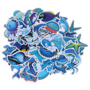 49Pcs Cute Blue Sea Marine Animals Stickers Suitcase Laptop Skateboard Decals 3C