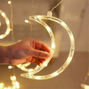 LED Twinkle Moon Star Window Curtain Fairy Lights Display Warm White Romantic