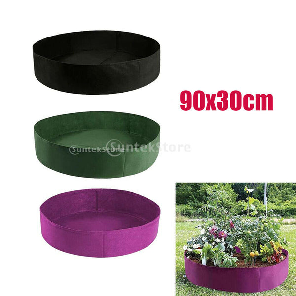 3Pcs 90x30cm Round Raised Garden Bed Planting Grow Bags Container BREATHABLE