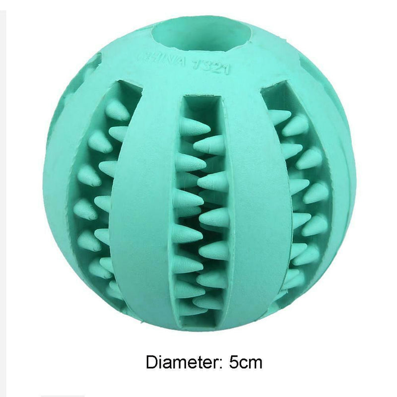 5cm Pet Toys Rubber Interactive Ball Dog Chew Tooth Cleaning(Lake Blue) A
