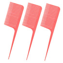 3x Professional Weaving Highlighting Foiling Hair Combs for Salon Tool Pink