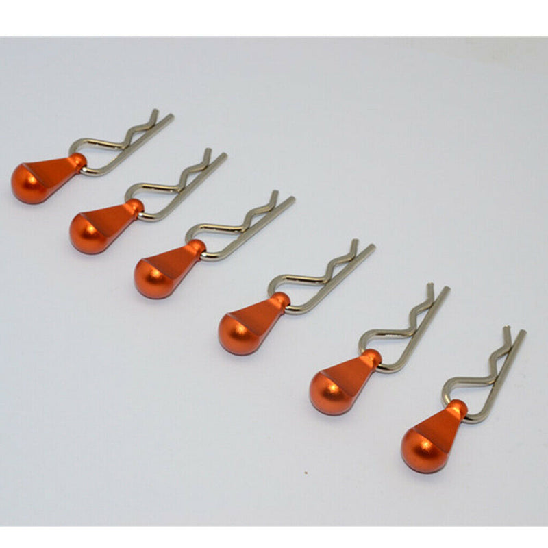 6x Metal Body Clip Pins w/ Pull Tabs for 1/16 1/18 1/24 1/28 RC Truck Buggy