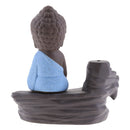 Little Tathagata Backflow Smoke Cone Incense Burner Holder Buddhism Blue