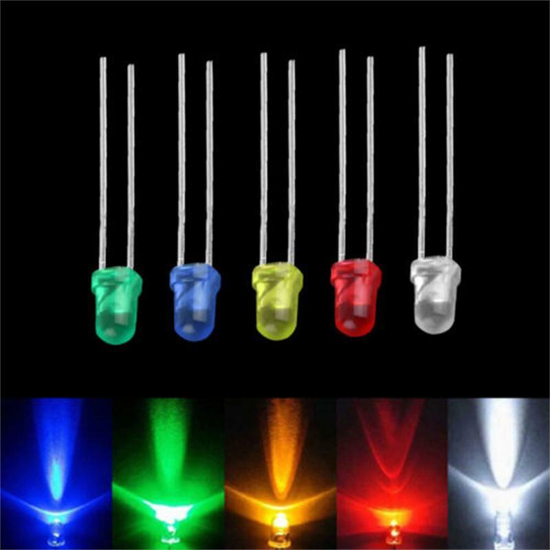100PCS Useful energy saving 3mm LED Light Bulb Emitting Diode Lamps 5 Colors