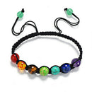 7 Chakra Healing Balance Braided Beaded Bracelet Yoga Lava Reiki Prayer StoB TE