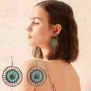 National style earrings  round hollowed Drop earrings bohemian retro flower