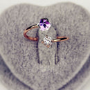 Women Cubic Zircon Alloy Jewelry Opening Finger Ring Adjustable Rhinestone Ring