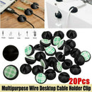 Cable Clips Self-Adhesive Desk Cord Management Organizer Wire USB Holder 20Pcs