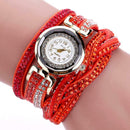 Alloy Quartz Watches Bracelet Watch Women Rhinestone Wristwatch (Orange) A