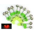 6 pcs Fishing Rod Tip LED Light Clip Twin Bells Fish Bite Alarm