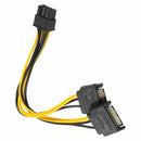 Dual 15Pin SATA Male to PCIe 8Pin(6+2) Male Video Card Power Cable Q4P6