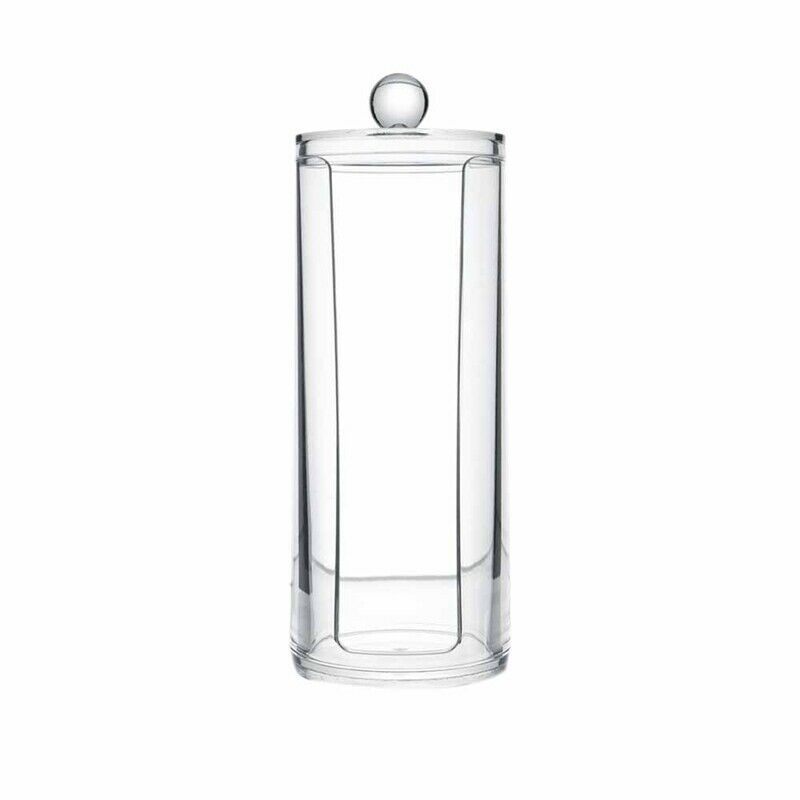 Facial Makeup Container Cotton Pads Round Dispenser With Lid Clear Acrylic  R7Y9