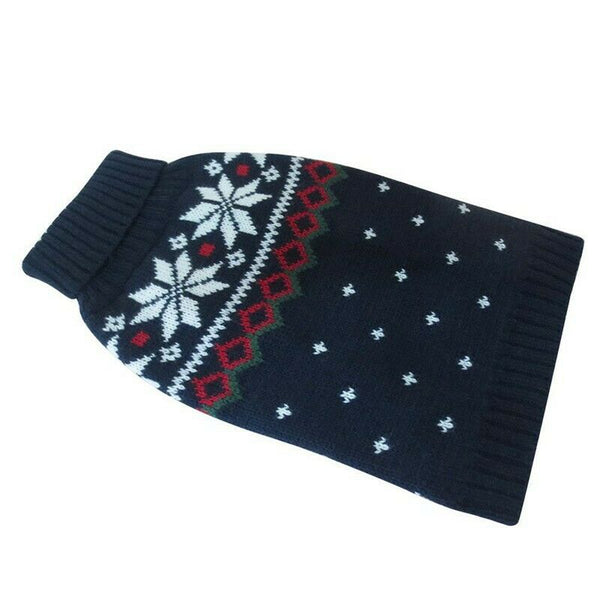 Puppy Pet Dogs Christmas Snowflake Winter Knit Acrylic Sweater Constume S b Z8H1