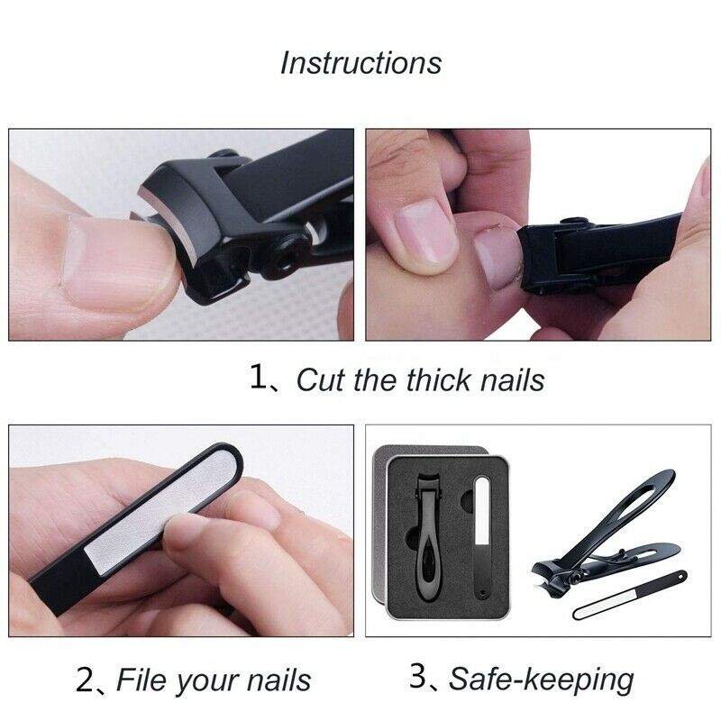 Nail Clipper Set Thick Toenail & Fingernail Cutter With Wide Jaw Opening St H7N2