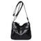 Fashion Messenger Bag Women Leather Multi Pocket Shoulder Handbag (Black)