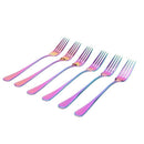 Stainless Steel Table Forks Set, 6Pcs Rainbow Color Stainless Steel Tablewa