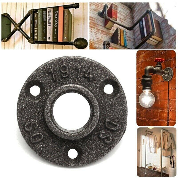 1/2 inch Three Holes Black Iron Flange Pipe Floor Fitting Threaded Wall Mou E5F8