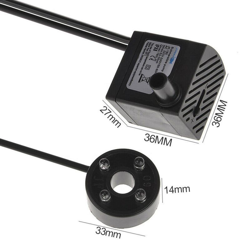 3W Small Submersible Water Pump with 4 LED Light For Aquarium Rockery Fountain