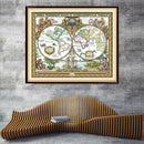 DIY Stamped Cross Stitch Kit Pre-printed Old World Map Pattern Christmas Gift