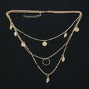 Women Multilayer Irregular Paillette Leaf Bead Chain Statement Necklace Gol L4H1