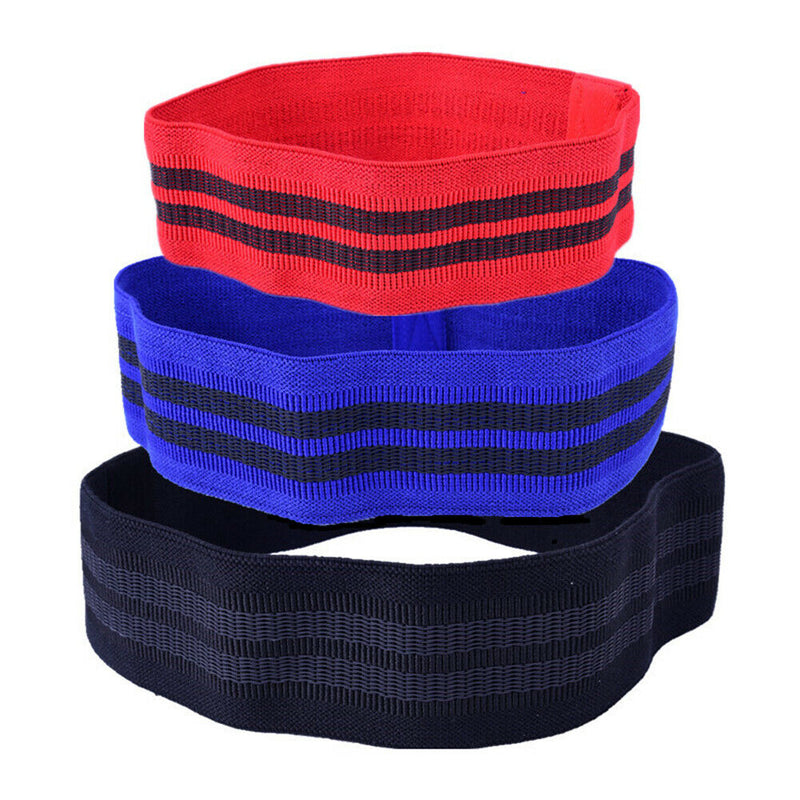 Red+Blue+Black Hip Band Yoga Booty Leg Loop Squat-Resistance Band w/Carrying Bag