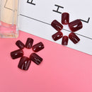 Pure color French False Nails Art Acrylic Full Cover Tips Manicure Glue24P%!