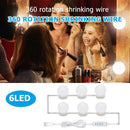 6pcs LED Makeup Mirror Light Bulb Kit Dimmable USB Hollywood Vanity Lights