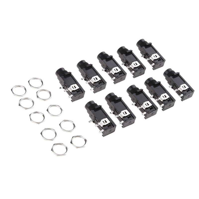 Female Jack / Jack 10Pcs 6.35mm / 6.35mm 3Pins Stereo Microphone