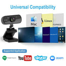 1080P HD USB 2.0/3.0 Webcam/Web Camera w/Mic for Desktop PC Laptop