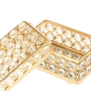 Rectangle Crystal Jewelry Box Travel Necklace Bracelet Trinket Storage Case