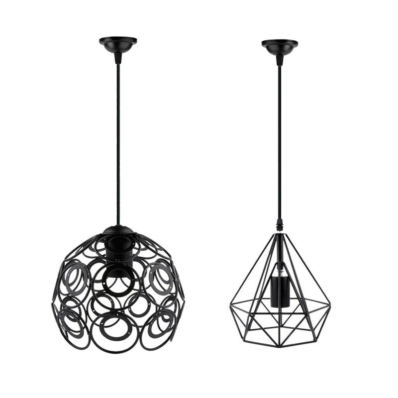 2Pcs Retro Metal Lampshade W/ Cable Bulb