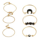6pcs Women Boho Bracelet Punk Style Pineapple Stone Moon Bangle Birthday Jewelry