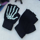 1 Pair Women Unisex Knitting Warmer Black Skeleton Claw Fingerless Gloves 17cm