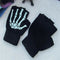 1 Pair Women Unisex Knitting Warmer Black Skeleton Claw Fingerless Gloves 17cm