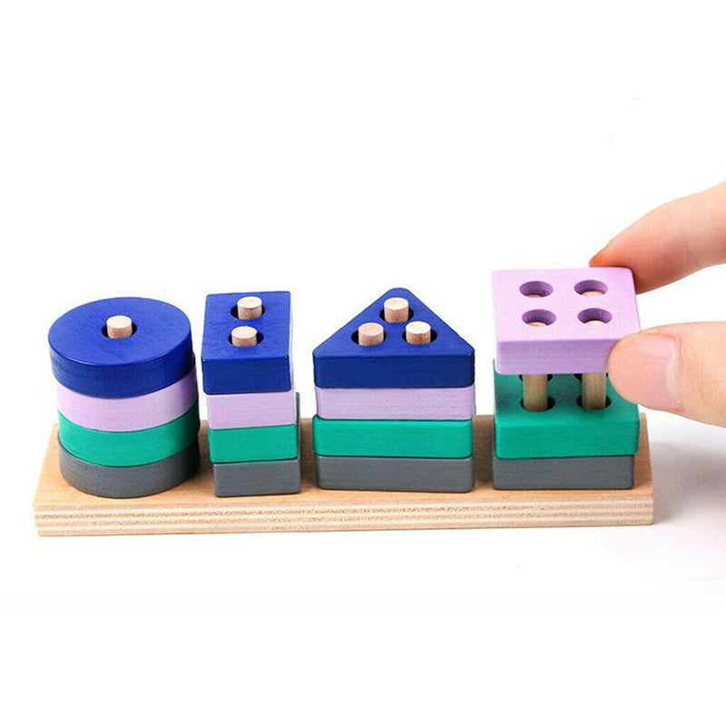16pcs/Set Wooden Toys, Stacker Stacking Sorting Block Shapes Games Geometric