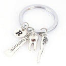 Dentist Key Ring Toothpaste Tooth Toothbrush Dental Hygienist Initial Chain AULJ
